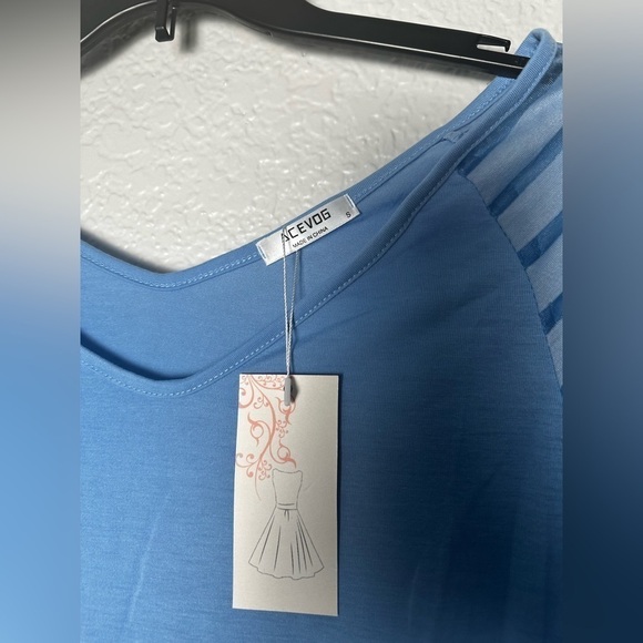 NWT Acevog Long Sleeve Blue Top - Picture 4 of 4